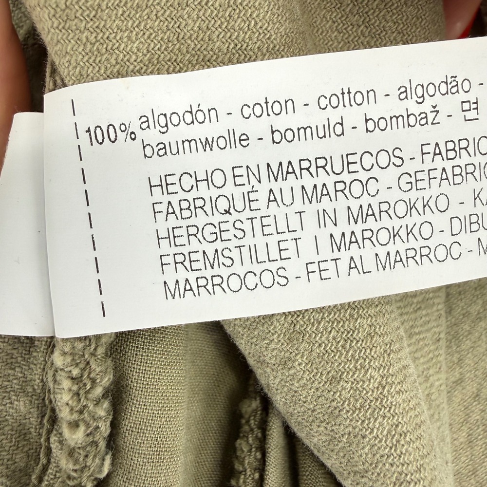 Zara Corduroy Shirt Jacket Olive Green Raw‎ Hem Shacket 100%Cotton Womens Size L - Picture 7 of 12